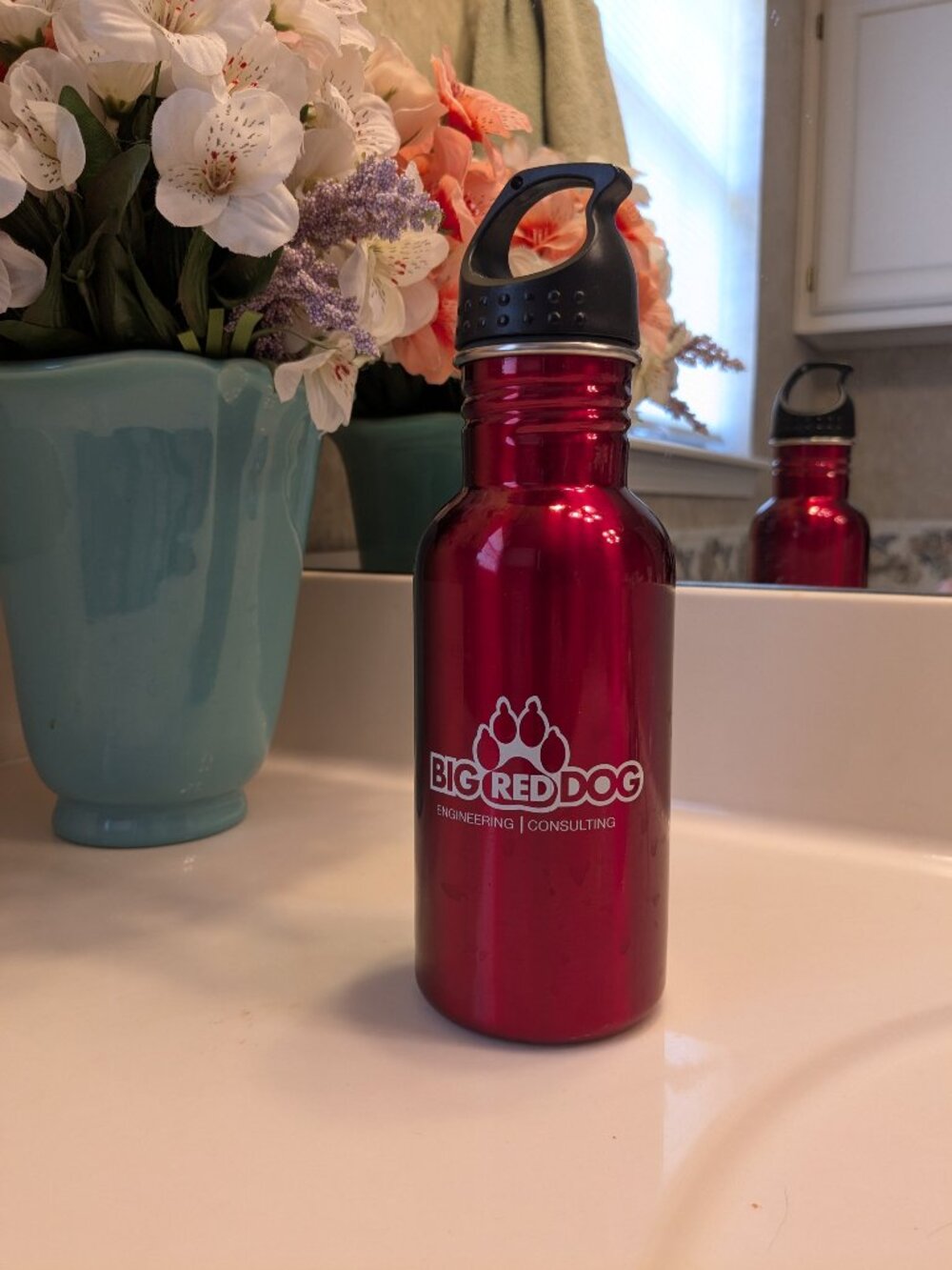 Big Red Dog Metallic Red Stainless Steel Water Bottle 14oz